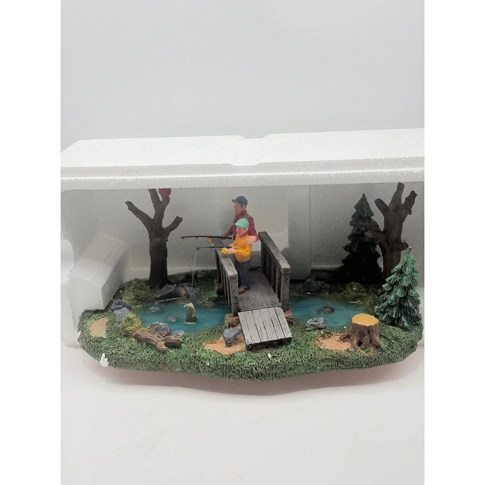 Carole Towne The‎ Fishing Lesson 2009 Lemax Polyresin Christmas Village Figurine